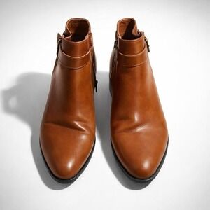 American Eagle Mens Cognac Brown Faux Leather Ankle Boots Buckle Strap 12W